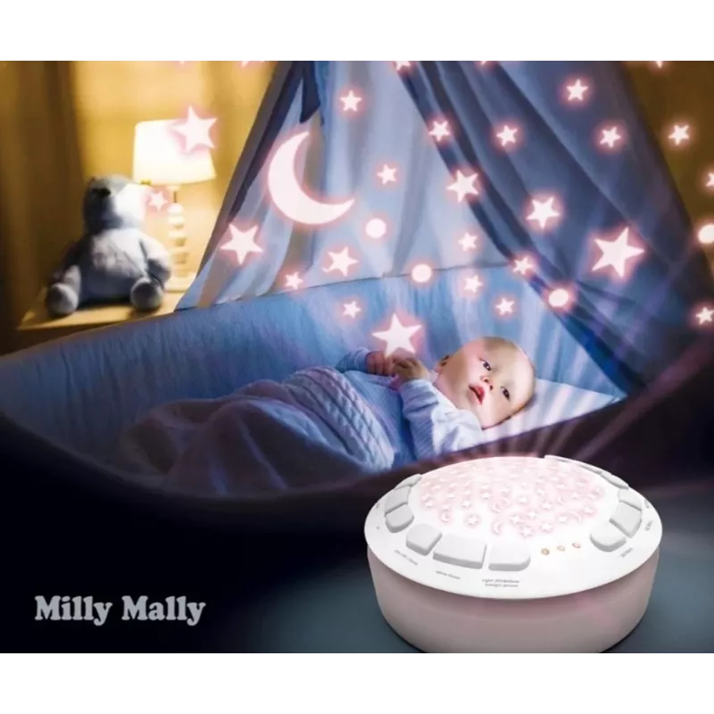 Mīkstā projektora rotaļlieta milly mally Sheep Projector Plush Toy modelis 5664 zīdaiņiem — mīksta naktslampiņa