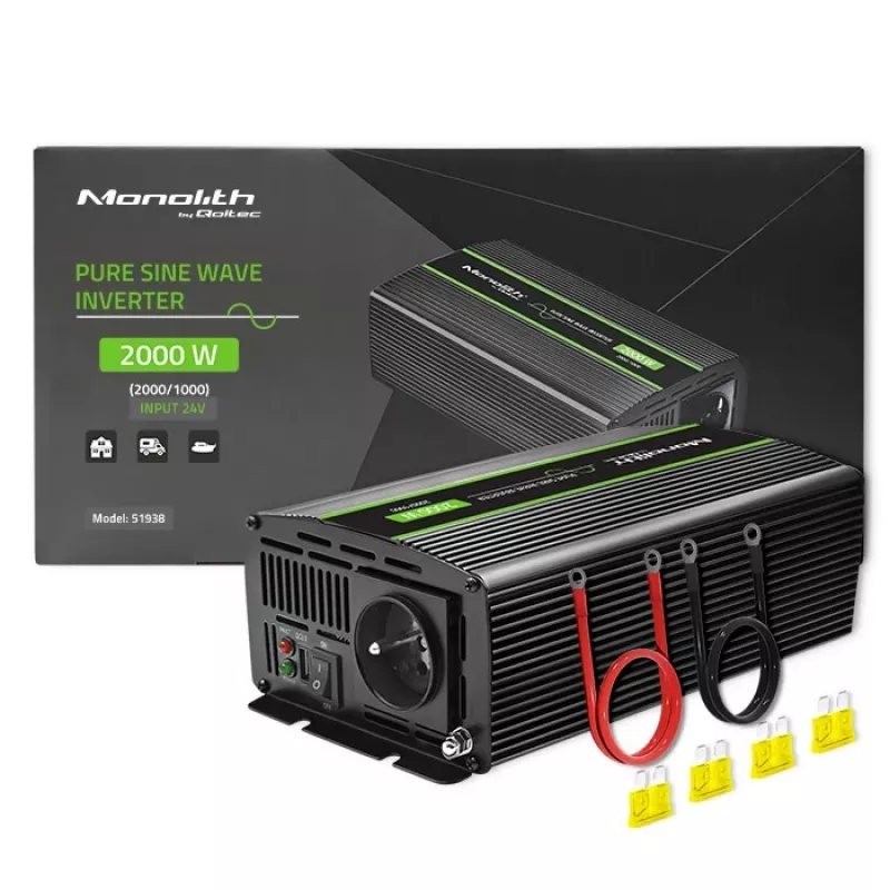 Automašīnas invertors Qoltec Monolith 2000 W Melns 24 V