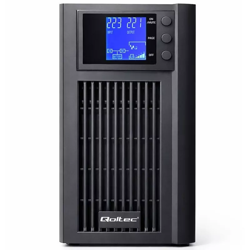 UPS QOLTEC Pure Sine Wave 3kVA 2400W ar AVR un LCD displeju