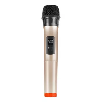 PU628J UHF bezvadu dinamiskais mikrofons ar LED displeju (zelts)