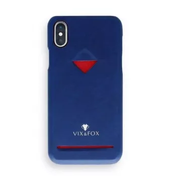 Karšu slota aizmugurējais apvalks VixFox Samsung S9, tumši zils, aizsargājošs tālruņa aizmugures vāciņš ar kartes nodalījumu