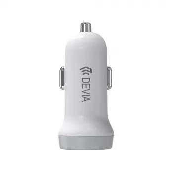 Auto lādētājs Devia Smart Series Lightning 5V 3.1A Dual USB balts