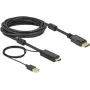 Video kabeļa adapteris DeLOCK 85966 5m HDMI Type A DisplayPort USB Type-A melns