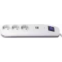 Strāvas sadalītājs REV ICE 3-vietīgs ar USB pieslēgvietām un slēdzi, 1,4 m kabelis, balts