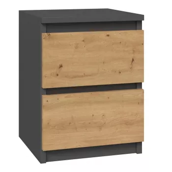 Naktsgaldiņš Topeshop M2 ANTRACYT/ARTISAN 2 atvilktnes Antracīta ozols Wood