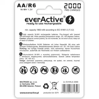 BATERIJAS R6/AA 2000 mA H, BLISTER 2 GAB.