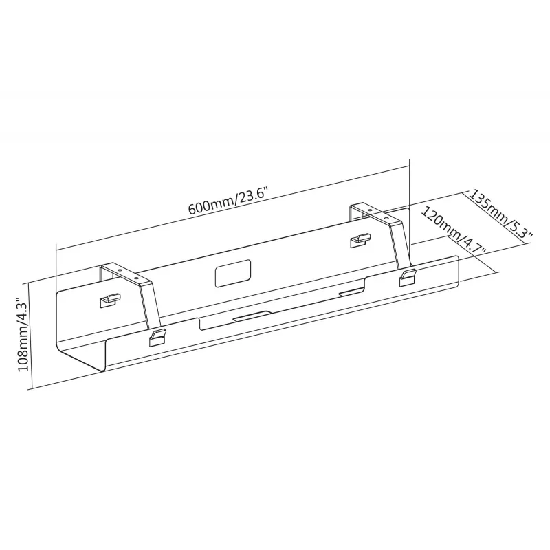 Digitus DA-90450 Kabeļu pārvaldības tvertne 600x135x108mm Melns tērauds 1