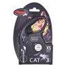 Izvelkamā siksna Flexi New Classic Cat XS 3 m — auklas pavada maziem mājdzīvniekiem, melna, maksimālā slodze 8 kg