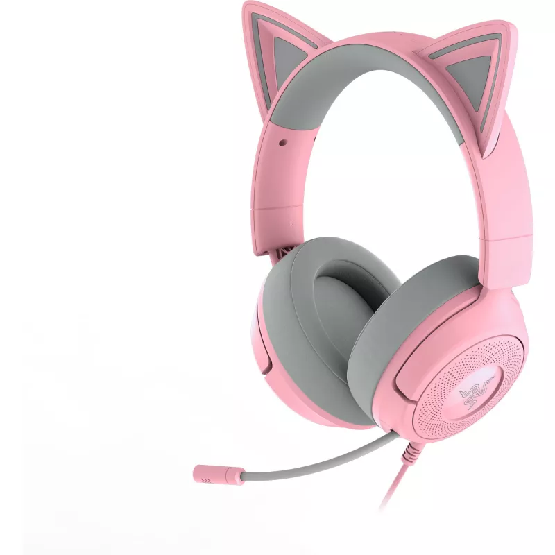 Austiņas Razer Kraken Kitty V3 X — vadu USB Type-A, uz auss, 20–28 kHz, 1,3 m kabelis, rozā