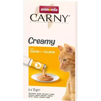 Mitrie kaķu našķi animonda Carny Chicken ar taurīnu paciņās 6 x 15 g, gaļīga pasta, 87% mitruma