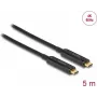 USB-C kabelis DELOCK 84090 — 5 m, USB-C uz USB-C, līdz 21600 Mbit/s, apzeltīti kontakti, melns