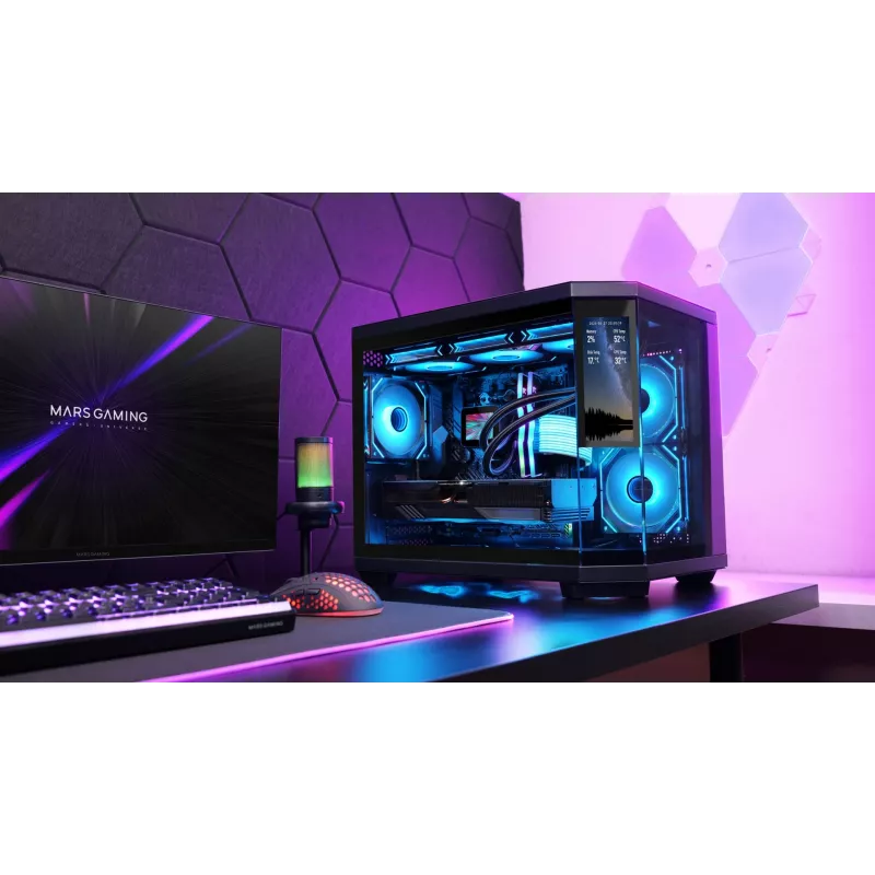 Mars Gaming MC3TCORELCDM datora korpuss Mini Tower melns