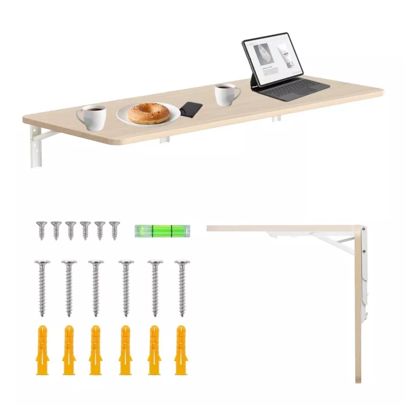 Pie sienas stiprināms salokāms plaukts MACLEAN MC-128 WD 100×40 cm ar koka apdari