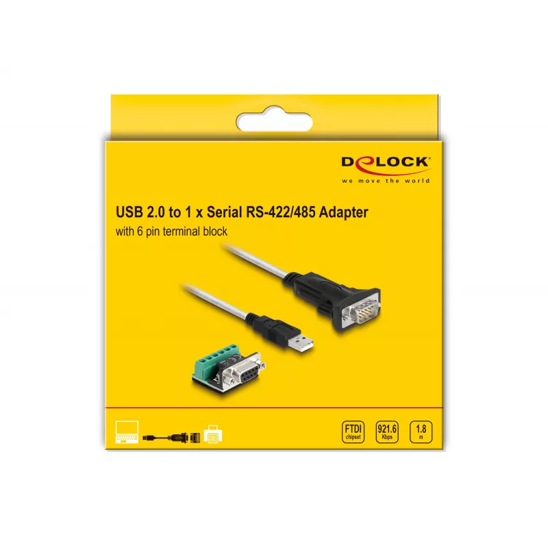 DeLOCK 63465 seriālais kabelis melns caurspīdīgs 1,8 m USB Type-A DB-9