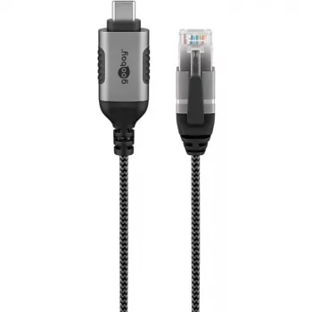 Goobay Ethernet-kabelis USB-C 3.1 uz RJ45 plāns 1 m - savieno maršrutētāju, modemu vai (74401)