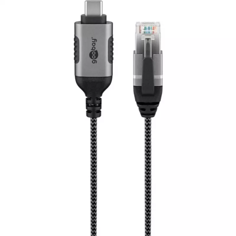 Goobay Ethernet-kabelis USB-C 3.1 uz RJ45 plāns 1 m - savieno maršrutētāju, modemu vai (74401)