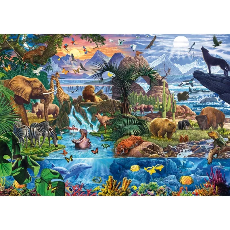 1000 gab. puzzle, schmidt spiele Dzīvnieku pasaules panorāma, modelis 58866