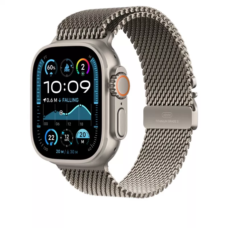 Band Apple 49mm Natural Titanium Milanese Loop Medium Titanium