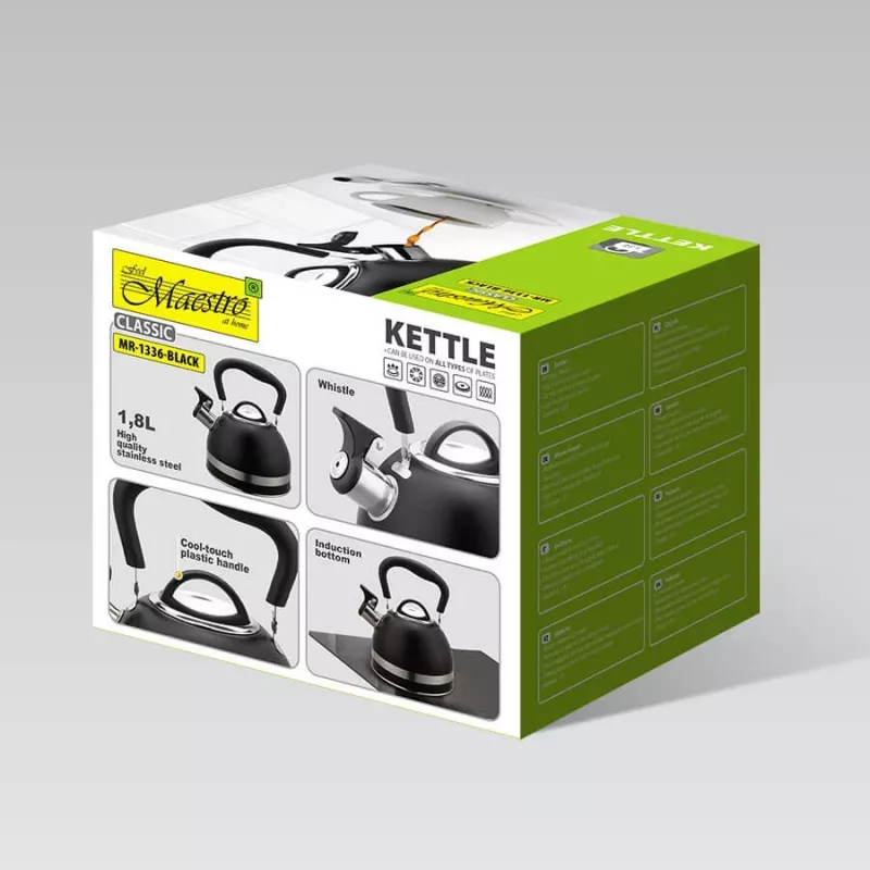Maestro MR-1336 (MR-1336-BLACK) tējkanna 1,8 L Melna
