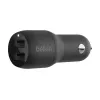Divu USB-A automašīnas lādētājs 12W x2 Melns