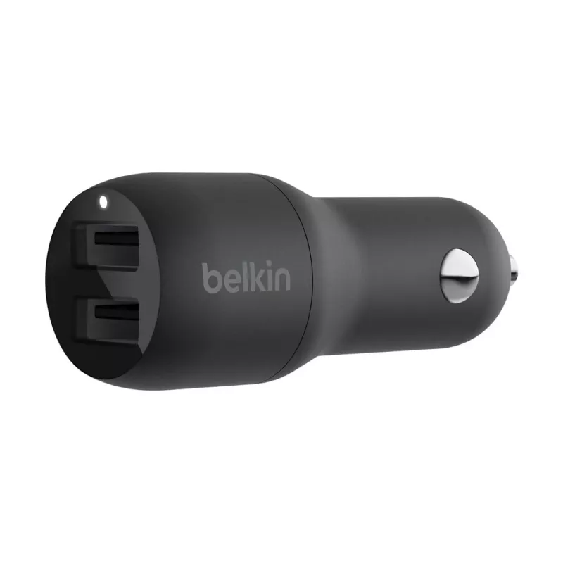 Divu USB-A automašīnas lādētājs 12W x2 Melns