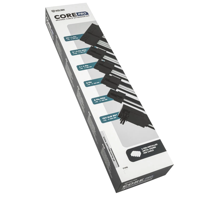 Kolink COREPRO-EK-12VT2-BWH kabeļa pagarinājuma komplekts — 12V, 2×6 kontaktu Type 2 savienotāji