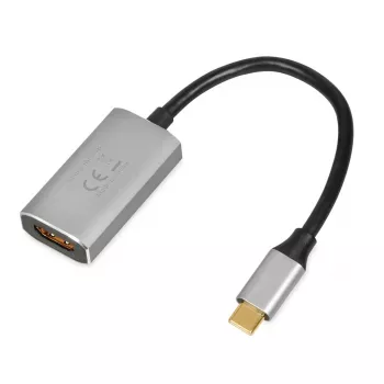 IBOX USB-C uz HDMI adaptera kabelis, modelis IACFAK, USB-C (vīrišķais) uz HDMI (sievišķais), 4K 60Hz, taisni savienotāji, sudraba krāsā