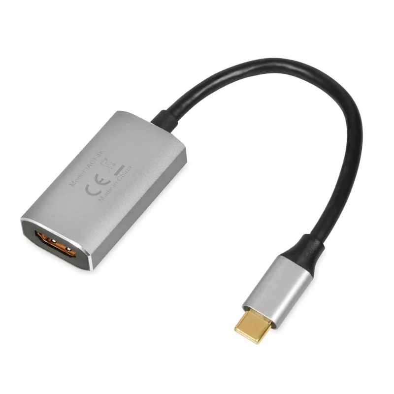 IBOX USB-C uz HDMI adaptera kabelis, modelis IACFAK, USB-C (vīrišķais) uz HDMI (sievišķais), 4K 60Hz, taisni savienotāji, sudraba krāsā