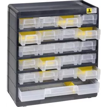 Uzglabāšanas kaste allit VarioPlus Basic modelis 458090, 300×335×135 mm, melna/dzeltena