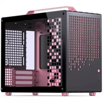 Jonsplus MATX Handle Case Z20 Melns-Pink – Mini/Micro/Flex-ATX korpuss ar pārnēsāšanas rokturi