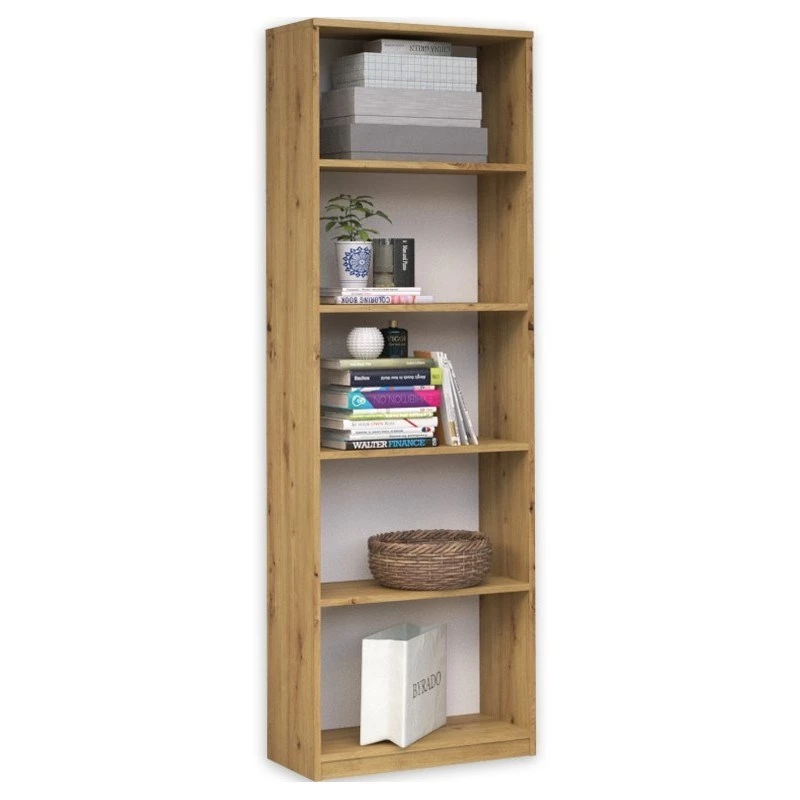 Biroja grāmatu skapis top e shop R40 ARTISAN, ozola krāsa, 5 plaukti, 400×300×1820 mm, skaidu plātnes karkass