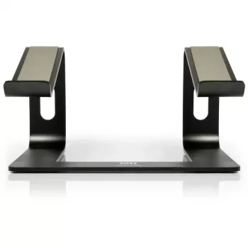 Portatīvā datora statīvs Port Designs 901103 — alumīnija un melns, atbalsta līdz 15,6 collām, platums 260 mm, dziļums 145 mm, augstums 225 mm