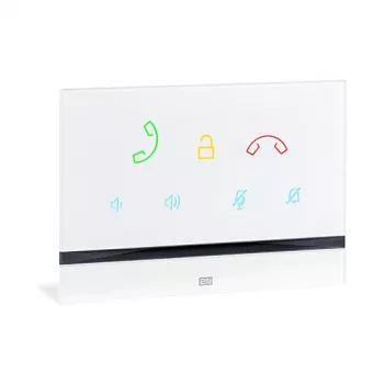 Iekšējais domofons 2N Indoor Talk balta — vadu savienojums, rūdīta stikla priekšpuse, piestiprināms pie sienas, 185×128×48,2 mm