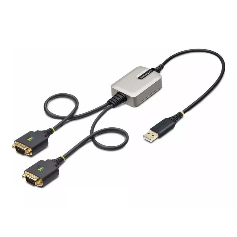 StarTech.com 60 cm 2 portu USB–seriālā adaptera kabelis, maināmas DB9 skrūves/uzgriežņi, COM saglabāšana, USB-A uz DB9 RS232, FTDI, 4. līmeņa ESD aizsardzība, Windows/macOS/ChromeOS/Linux – izturīga TPE konstrukcija