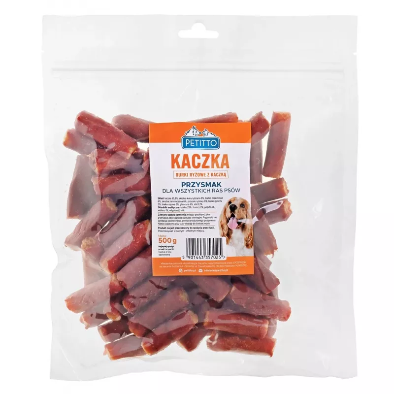 Suņu kārumi PETITTO rīsu tūbiņas ar pīli 500 g