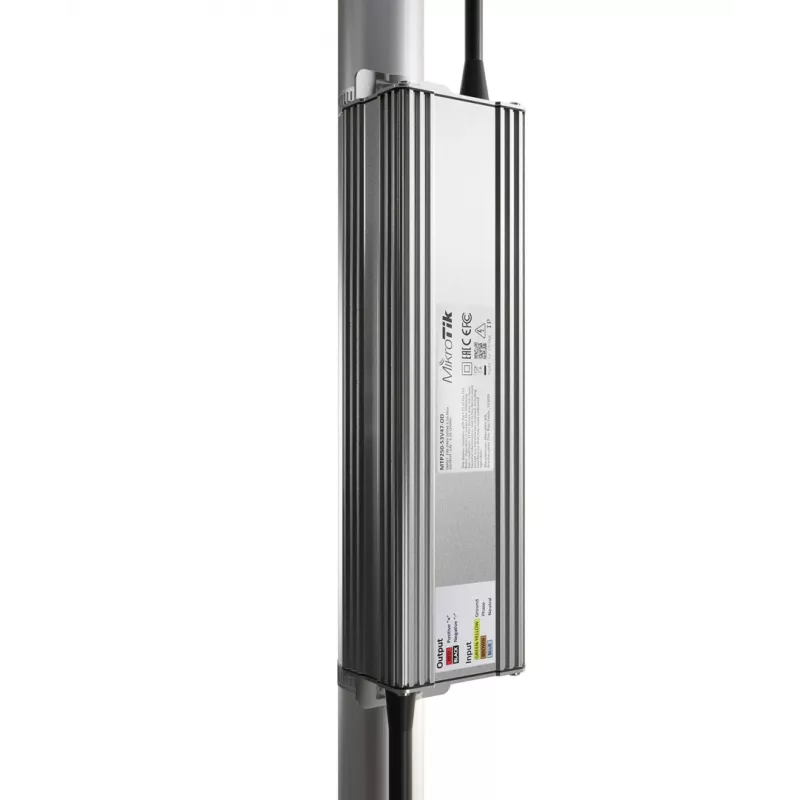 Āra barošanas adapteris MikroTik MTP250-53V47-OD 250W, ieeja 100–240V, cinka korpuss, kompakts 240×46.5×69mm