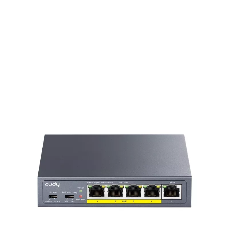 CUDY GS105P 5 portu Giga bit PoE+ slēdzis 36W