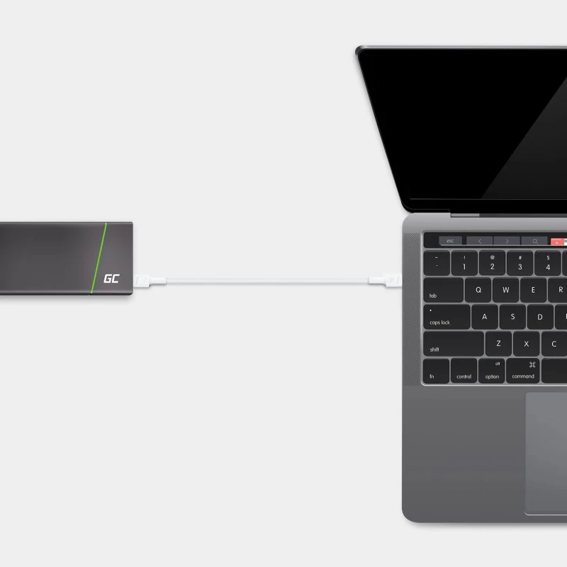USB-C uz USB-C kabelis zaļa Cell KABGC29W 2 m, USB 3.2 Gen 1, 60 W PD, pīts TPE, balts