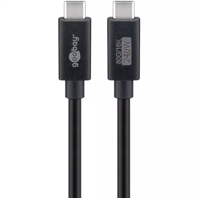 USB-C kabelis WENTRONIC USB4 Gen4 1,2 m — atbalsta 16k@60Hz un 4K@120Hz
