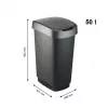 Atkritumu tvertne Rotho Twist 50 L taisnstūrveida polipropilēna, 50 L, 602×298×401 mm, melna