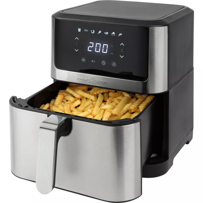 ProfiCook PC-FR 1269 H fritētājs Single 8 L stāvētājs 1800 W karstā gaisa fritētājs Melns, nerūsējošais tērauds