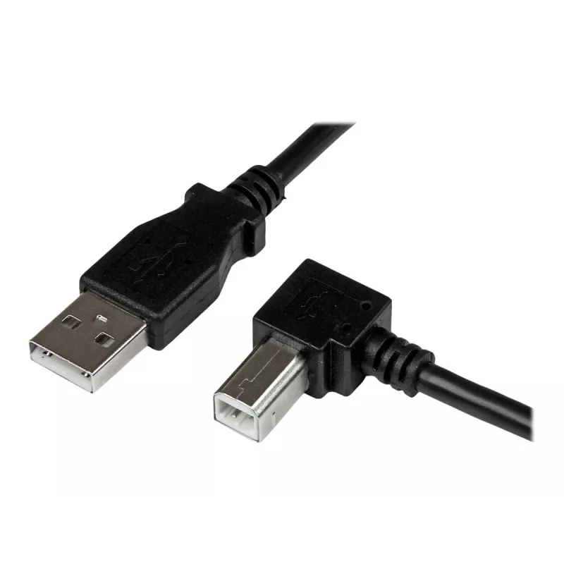 StarTech.com 2m USB 2.0 A to Right Angle B kabelis - M/M, 2 m, USB A, USB B, USB 2.0, 0.48 Gbit/s, melns