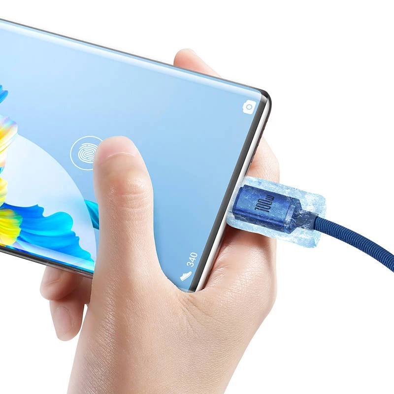 Baseus Crystal Shine kabelis USB uz USB-C, 100W, 2m (zils)