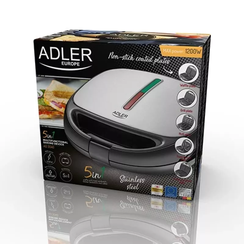 Adler AD 3040 sviestmaižu gatavotājs 1200 W Melns, Pelēks