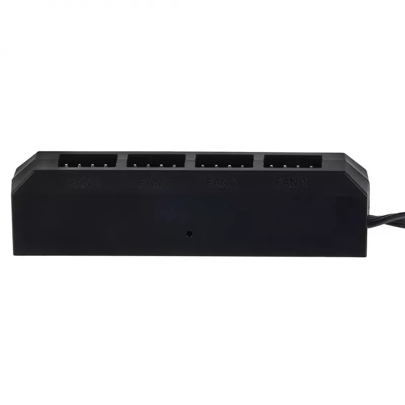 Ventilatora centrmezgls DeepCool FH-04 — 20 kontaktu ATX uz 4× 3 kontaktu Molex, 0,55 m kabelis, melns