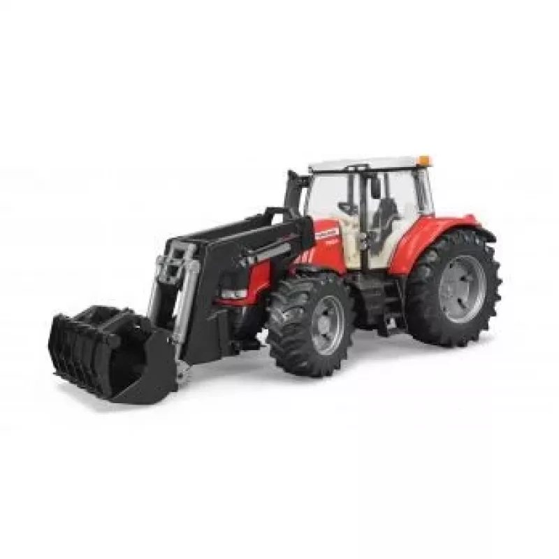 Rotaļu traktors BRUDER Massey Ferguson 7624 ar priekšējo iekrāvēju, sarkans, bērniem no 3 gadu vecuma