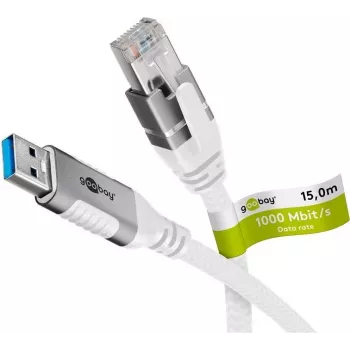 Tīkla kabelis Goobay 74164 USB A RJ-45 Cat6 15 m Balts