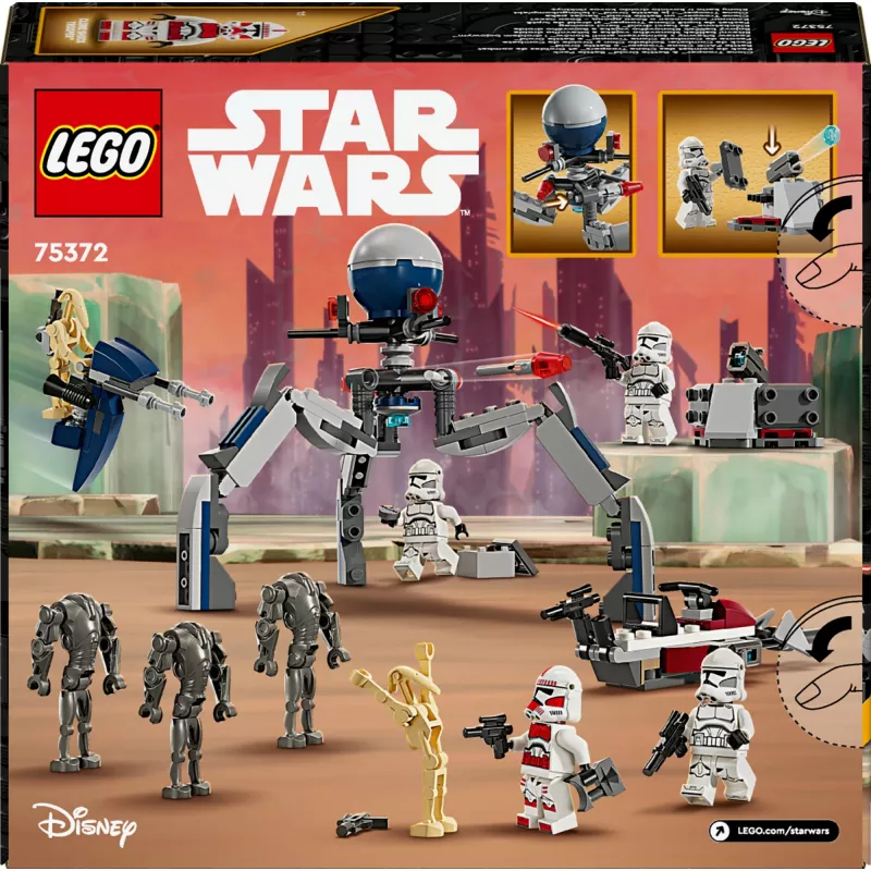 LEGO Star Wars Clone Trooper & Battle Droid Battle Pack konstruēšanas rotaļlietas bērniem ar spīdveja motocikla transportlīdzekli, 4 minifigūras un 5 figūras, dāvanas zēniem