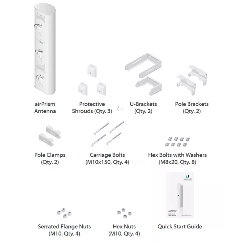 Ubiquiti AP-5AC-90-HD sektora antena airPrism, 5 GHz, 22 dBi, 2x2 MIMO, 90° (3x 30°), paredzēta Rocket 5AC-PRISM