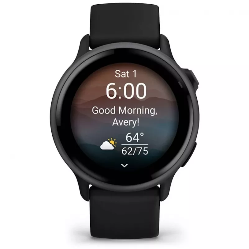 Garmin vívoactive 6 3,05 cm (1,2) AMOLED 42 mm Digitāls 390 x 390 pikseļi Skārienekrāns Melns Wi-Fi GPS (satelīts)